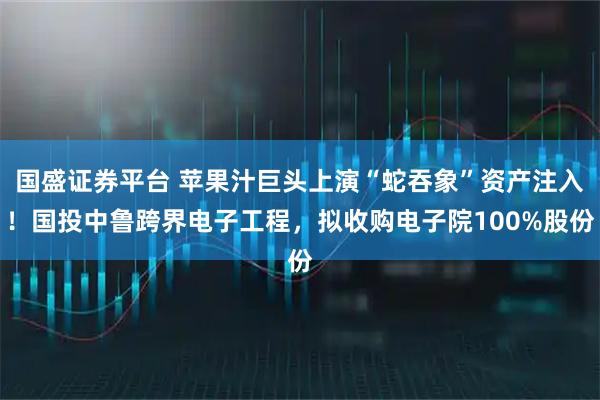 国盛证券平台 苹果汁巨头上演“蛇吞象”资产注入！国投中鲁跨界电子工程，拟收购电子院100%股份